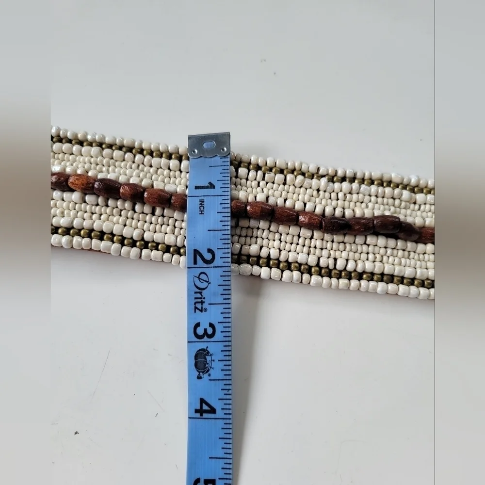 Tommy Bahama Beaded Boho Leather Belt M Brown